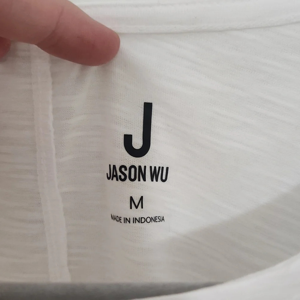 Jason Wu Tee Shirt Embroidered Hem Yellow White Medium - Picture 4 of 5